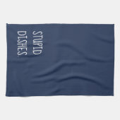 Stompid Dish Funny Sarcastic Cleantic Humor Blue Theedoek (Horizontaal)