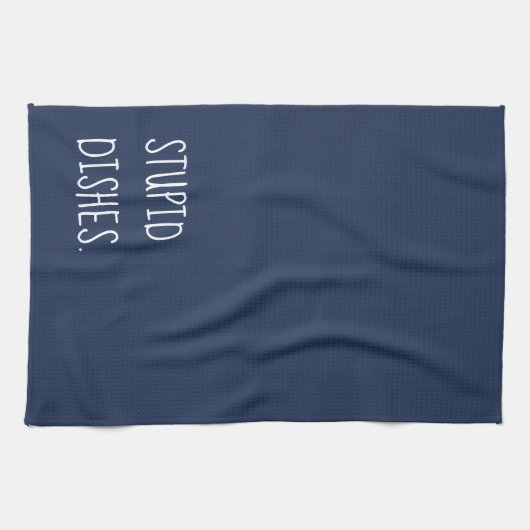 Stompid Dish Funny Sarcastic Cleantic Humor Blue Theedoek (Horizontaal)