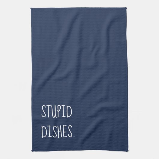 Stompid Dish Funny Sarcastic Cleantic Humor Blue Theedoek (Verticaal)