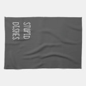 Stompid Dishes Funny Sarcastic Cleaning Humor Grey Theedoek (Horizontaal)