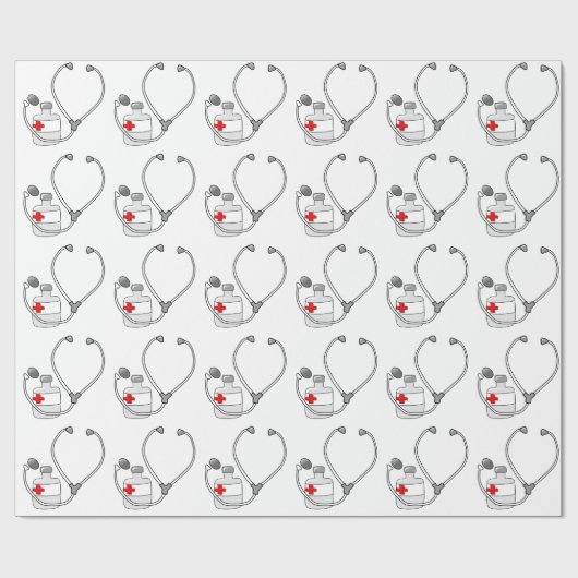 Stomppapier voor flesjes met stethoscoop cadeaupapier (Vlak)