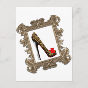 Stomppomp van leopard Stiletto Briefkaart