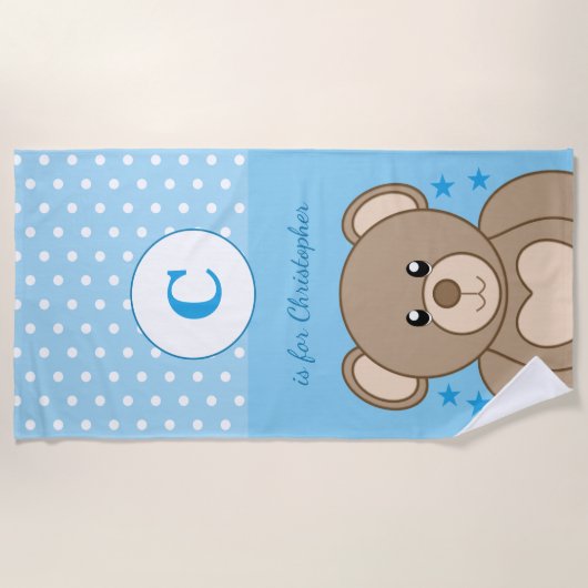 Stompstuifpoka sterren blauw en wit strandlaken (Voorkant)