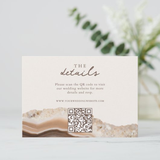 Stone Agaat Marmer Bruiloft Informatiekaartje (Staand voorkant)