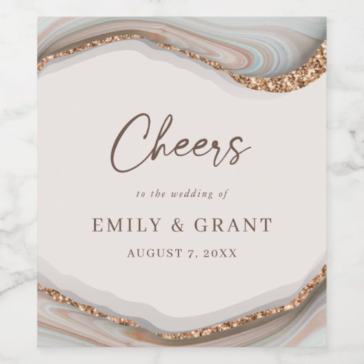 Stone Agate Marble Cheers Wine Label Wijn Etiket (Enkel label)