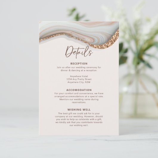 Stone Agate Marble Enclosure Card Informatiekaartje (Staand voorkant)