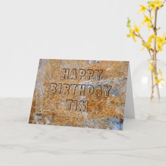 Stone Age Happy Birthday Tim Kaart (Gele Bloem)