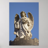 Stone Angel Looking Down Statue in Buenos Aires Poster (Voorkant)