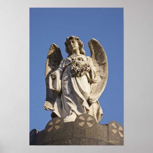 Stone Angel Looking Down Statue in Buenos Aires Poster (Voorkant)