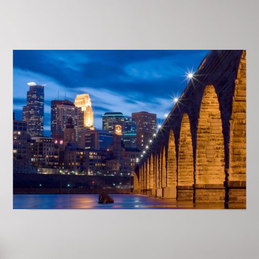 Stone Arch Bridge Minneapolis Skyline poster (Voorkant)