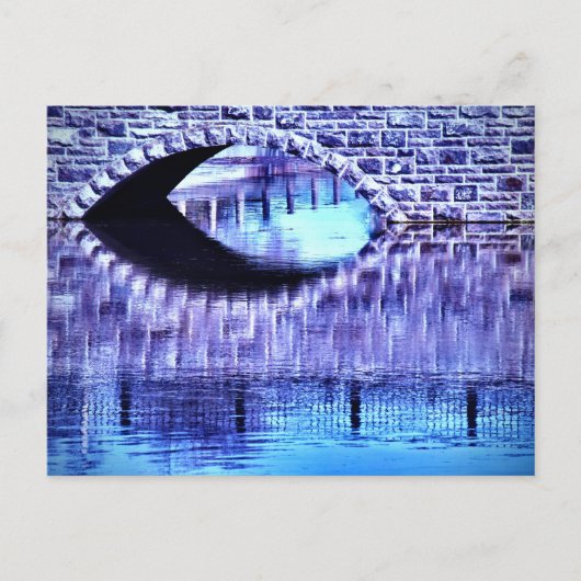 Stone Arch Bridge Water Reflections Blue Hues Briefkaart (Voorkant)