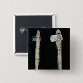 Stone Axes, prehistorisch Vierkante Button 5,1 Cm (Voorkant /achterkant)