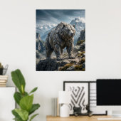 Stone Bear Berg Hooglanden Poster (Thuiskantoor)