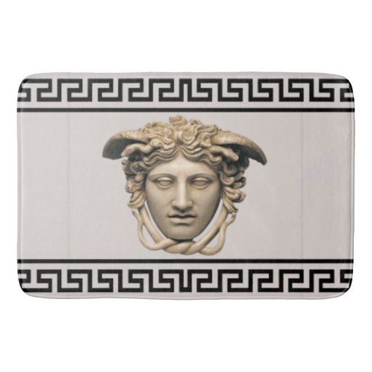Stone Beige Medusa Griekse sleutel Badmat (Voorkant)