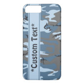 Stone Blue Camo met aangepaste tekst Case-Mate iPhone Case (Achterkant)
