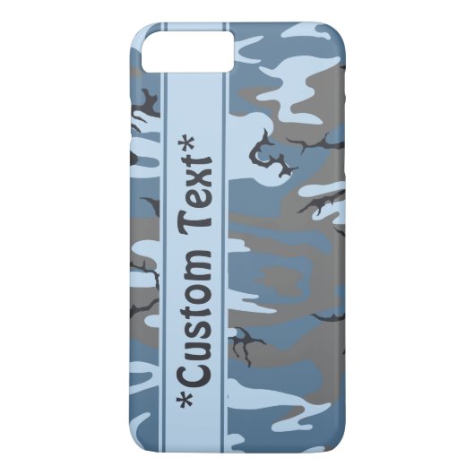 Stone Blue Camo met aangepaste tekst Case-Mate iPhone Case (Achterkant)