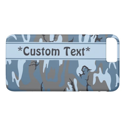 Stone Blue Camo met aangepaste tekst Case-Mate iPhone Case (Achterkant (Horizontaal))