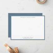 Stone Blue Classic Border Flat Note Card Notitiekaartje (Voorkant / Achterkant in situ)