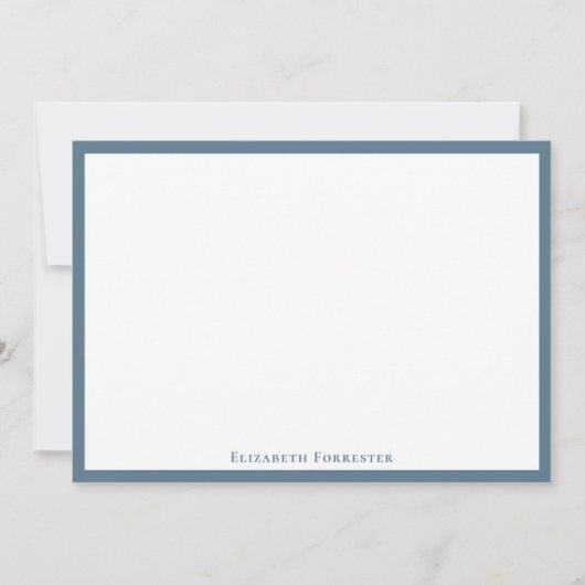 Stone Blue Elegant Modern Flat Note Card Notitiekaartje (Voorkant)
