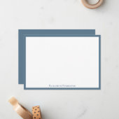 Stone Blue Elegant Modern Flat Note Card Notitiekaartje (Voorkant / Achterkant in situ)