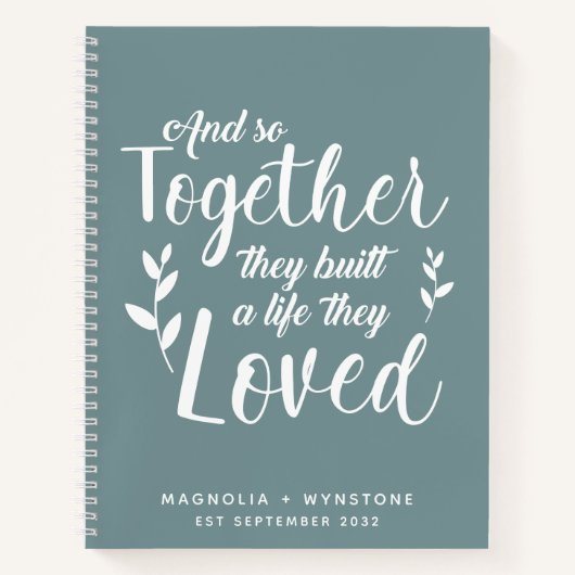 Stone Blue Romantic Quote Couple Notitieboek (Voorkant)
