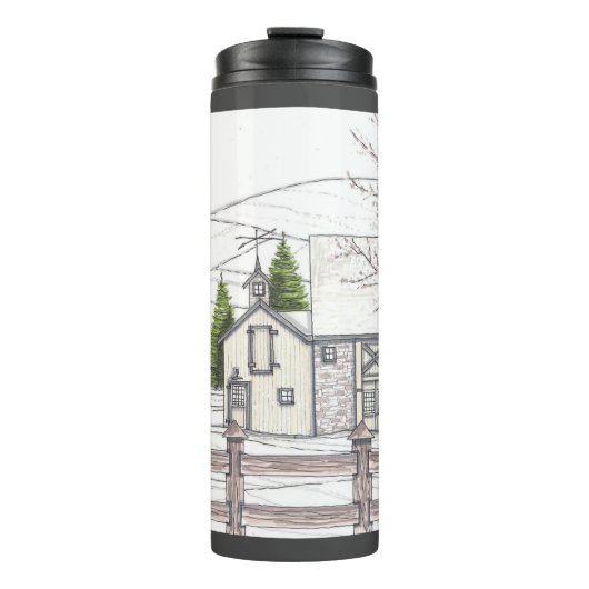 Stone Boerderij Dark Gray Thermal Tumbler Thermosbeker (Voorkant)