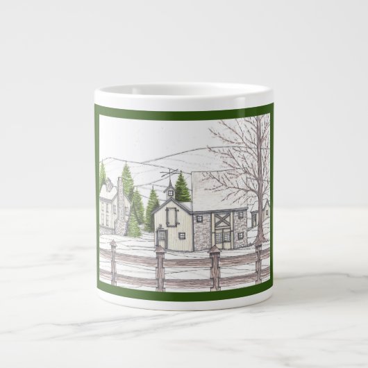 Stone Boerderij Jumbo Mok met donkergroen (Voorkant)