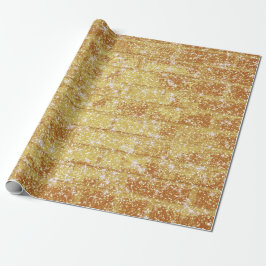 Stone Brick Texture Gold Glitter Decoupage Cadeaupapier