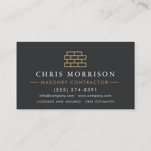 Stone Bricklayer Masonry Mason Visitekaartje (Voorkant)