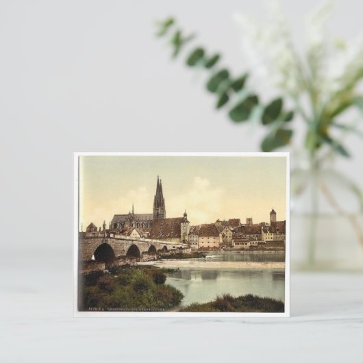 Stone Bridge (d.w.z. Steinerne Brucke) en kathedra Briefkaart (Staand voorkant)