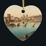 Stone Bridge en San Giorgio, Verona, Italië Keramisch Ornament<br><div class="desc">De  fotomechanische foto van de Stone Bridge en San Giorgio in Verona,  Veneto,  Italië,  die tegen het einde van de 19e eeuw werd genomen. Foto met dank aan LOC (LC-DIG-ppmsc-06747).</div>