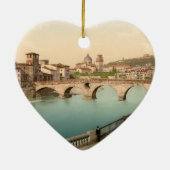 Stone Bridge en San Giorgio, Verona, Italië Keramisch Ornament (Achterkant)