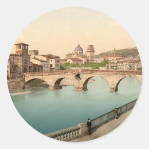 Stone Bridge en San Giorgio, Verona, Italië Ronde Sticker