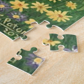 Stone Bridge Lake Flowers Yellow Sky Painting Legpuzzel (Zijkant)