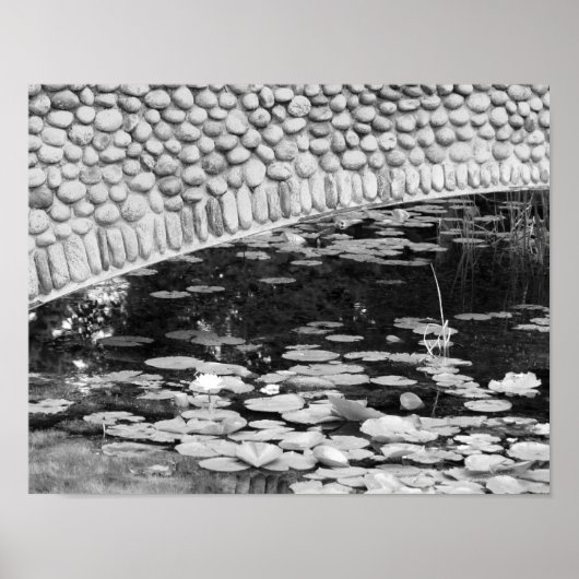 Stone Bridge Lily Pond Black White Print (Voorkant)