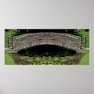 Stone Bridge Lilypads Natuur Spiegel Abstract Poster