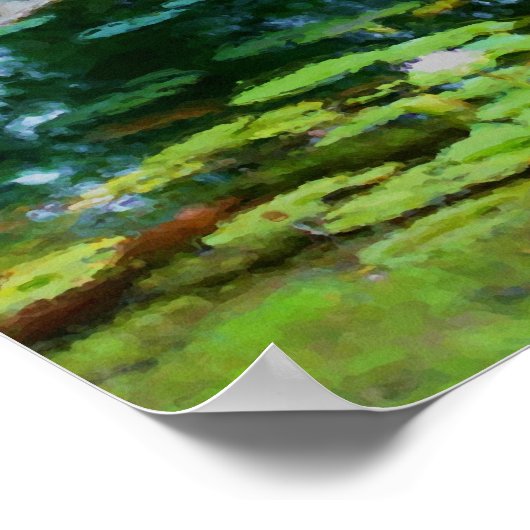 Stone Bridge Lilypads Waterverf Painting Poster (Hoek)