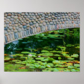 Stone Bridge Lilypads Waterverf Painting Poster (Voorkant)