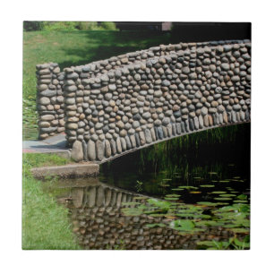 Stone Bridge over Lily Pond Natuur Tegeltje