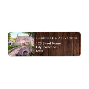 Stone Bridge Waterverf Painting Wedding Etiket