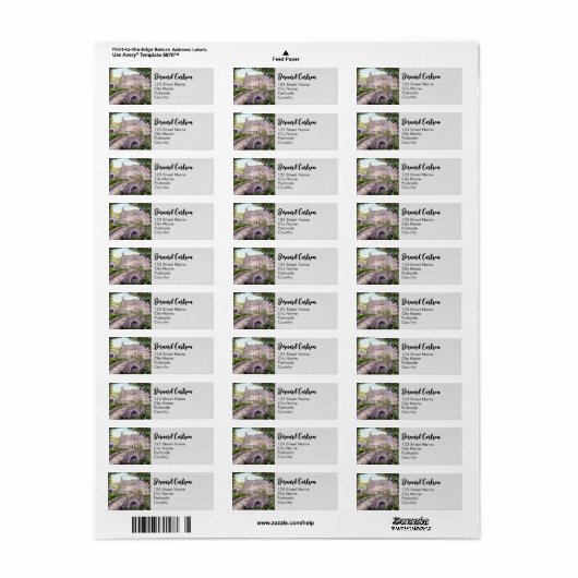 Stone Bridge Waterverf schilderij adres Etiket (Full Sheet)