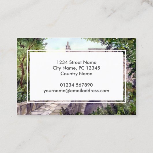 Stone Bridge Waterverf Schilderij Architectuur Visitekaartje (Achterkant)