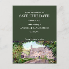 Stone Bridge Waterverf Weddenschap Save the Date Aankondigingskaart
