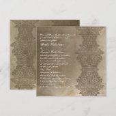 Stone Brown  Damask Wedding Invitation Kaart (Voorkant / Achterkant)