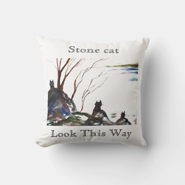 Stone Cat Pillow Kussen (Voorkant)