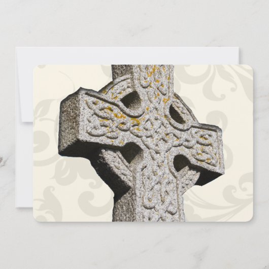 Stone Celtic Cross katholieke bruiloft Uitnodiging (Achterkant)