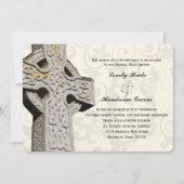 Stone Celtic Cross katholieke bruiloft Uitnodiging (Voorkant)