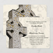 Stone Celtic Cross katholieke bruiloft Uitnodiging (Voorkant / Achterkant)