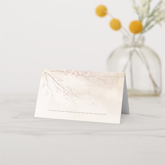 Stone & Cherry Blossom Wedding Folded Place Card Plaatskaartje (Voorkant)