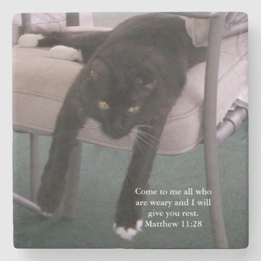 Stone Coaster- Matthew verse "come to me..."  Stenen Onderzetter (Voorkant)